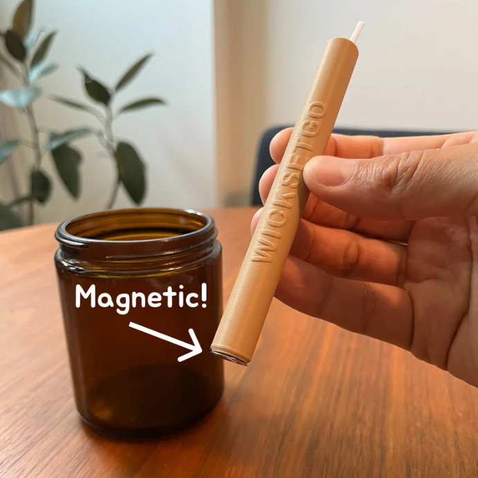Magnetic Wick Tube with wick and jar - magnetic feature shown